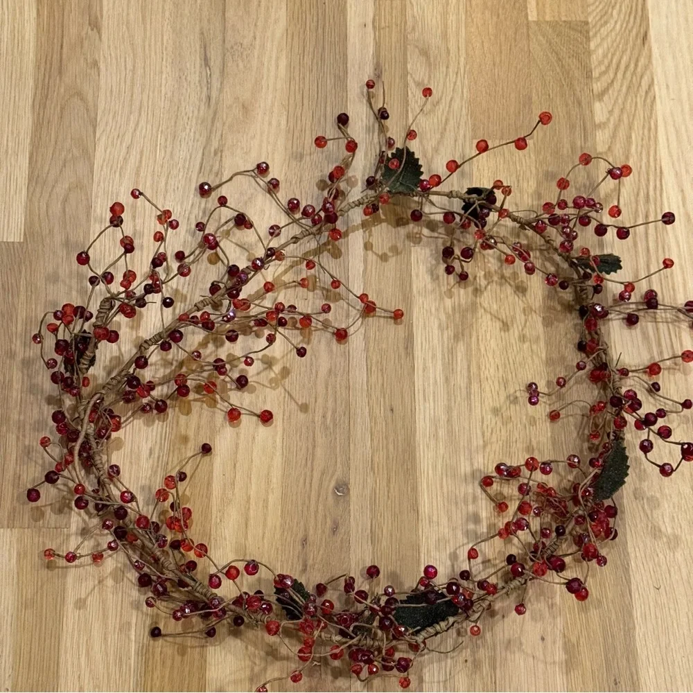 Vintage Berry Glass Bead Garland 5'
